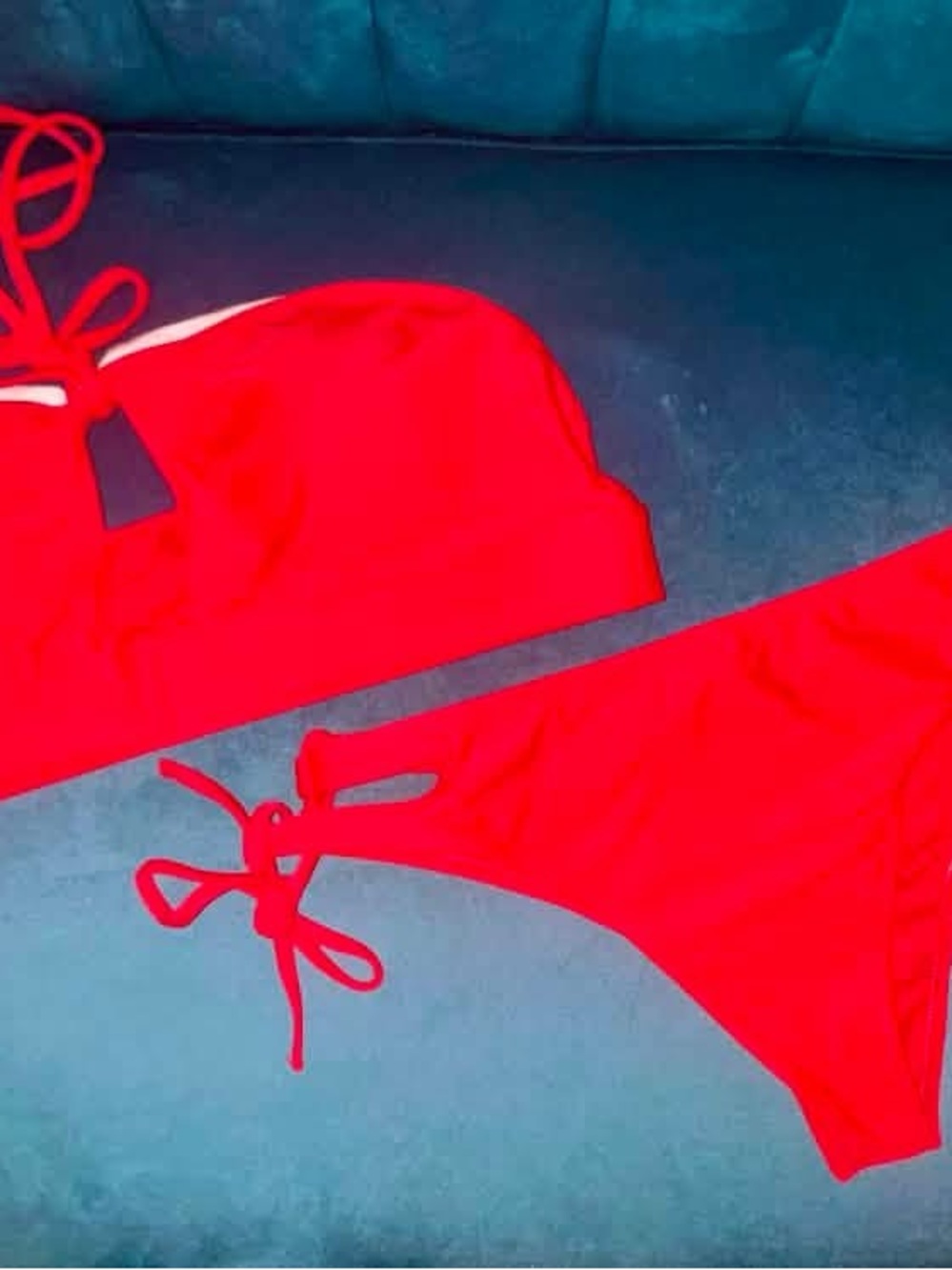 Cupshe Red Tie Bikini Set